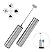Daugee Milk Frother Handheld Battery Operated Electric Travel Coffee Frother Foam Maker Drink Mixer Blender for Cappuccino Latte with Stainless Steel Whisk, Clean Brush, Storage Tube and Stand, Silver