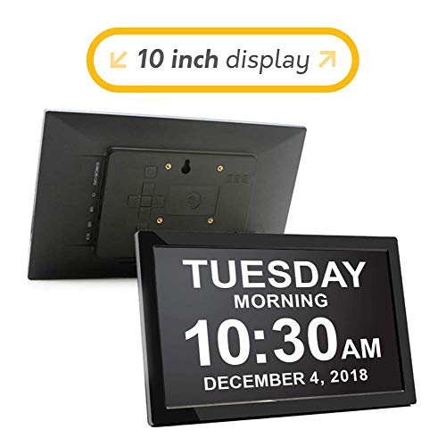 American Lifetime [Newest Version] 10 Inch Day Clock - Extra Large Impaired Vision Digital Clock with Battery Backup & 5 Alarm Options - Black - Thumbnail 2