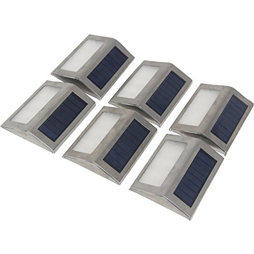 Signstek [Upgraded Version] 6 Pack 3 LED Solar Light - Outdoor Stainless Steel Solar Powered Wireless Step Light for Staircase,Stairways, Path, Landscape,Garden, Floor,Wall Patio, etc "White"