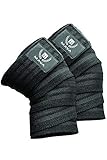 Mava Sports Knee Wraps (Pair) for Cross Training WODs,Gym Workout,Weightlifting,Fitness & Powerlifting - Best Knee Straps for Squats - For Men & Women- 72"-Compression & Elastic Support (Black)