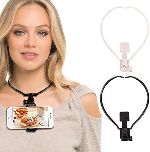 Haga Neck Phone Holder Hands Free Phone Mount Wearable Smartphone Holder for iPhone Samsung Action Camera Gopro Camcorder POV Neck Mobile Phone Holder Black