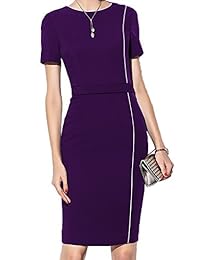 WOOSEA vestido de mujer de manga corta con colorblock Slim Business Pencil