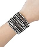 Fitbit Bracelet for FitBit Flex Activity Tracker - The TIFFANY Colorful Rhinestone Studded Snap Fitbit Bracelet (Black)