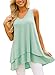 Alvaq Women's Loose Sleeveless Tank Tops Ruffle Hem Tunic Plus Size Green