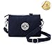 Tiny Chou Three Layers Zipper Purse Waterproof Nylon Wristlet Bag Cell Phone Pouch with Shoulder Strap