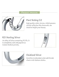 Presentski Wave Ring Simple 925 Sterling Silver Women Engagement Unique Ring Inlaid 5A CZ, Size 5 to Size10