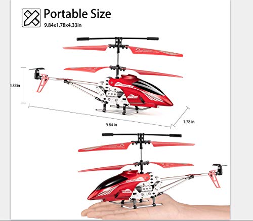 Ancesfun Mini RC Helicopter, Remote Control Helicopter with Gyro and LED Lights for Kids and Adults, 3.5 Channel, Cool Helicopter Toy Indoor & Outdoor for Plane Fans, Red