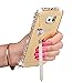 Gravydeals S6 Edge Plus Gold Case，3D Luxury Rhinestone Diamond Aluminum Metal Bumper Frame 2 IN 1 Mirror Effect PC Back Cover with Lovely Pearl Tassels for Samsung Galaxy S6 Edge Plus