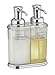 mDesign Double Liquid Hand Soap Dispenser Pump Bottle for Kitchen, Bathroom | Also Can be Used for Hand Lotion & Essential Oils - Clear/Chrome