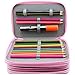 LORJE Multilayer Colored Pencil Case, Large, 48 Pink Gray Pen Bag