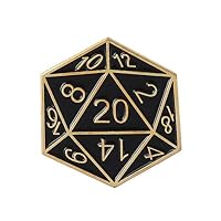 SephSmith Gold Silver Twenty Sided dice Dungeonn & Dra-gons Enamel pin brooches Bag Clothes Lapel Pin Button Badge Gift Fans (Gold)