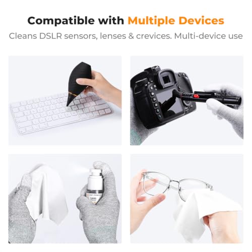 K&F CONCEPT 10 in 1 Cleaning Kit (Cleaning Cloth + Microfibre Cloth + Photo Bulb) for SLR Camera Lens..