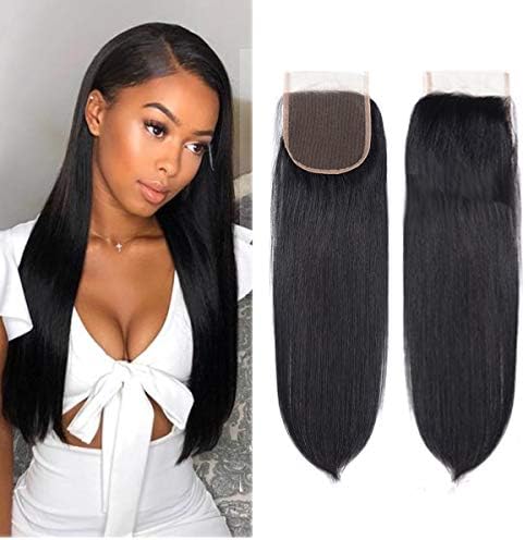 Straight Lace Closure Human Hair 4x4 Lace 16 inch 100% Unprocessed Brazilian Human Hair Closure Free Part Natural Color