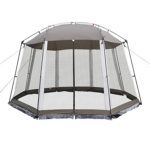HYPER VENTURE Screen House 13x13 Feet Octagonal Mesh Canopy Camping Gazebo Shelter Tent for 8-10 People Outdoor Party Activities, Grey …