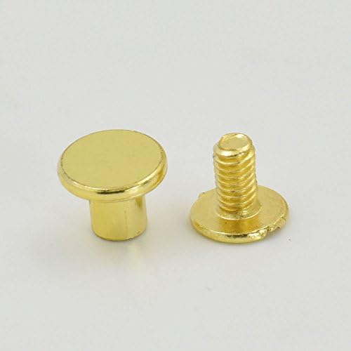 50 Sets 9.8mm(3/8") Brass Flat Head Button Stud Screwback spot For Screw Chicago nail Gold