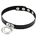 GIANCOMICS 2 O-Rings PU Leather Choker Necklace Goth Girl Women Collar Hoop Chain o-Black
