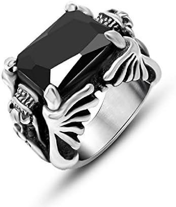 Jewerly Home Vintage Men Punk Dragons Shape with Black Zircon Stainless Steel Ring