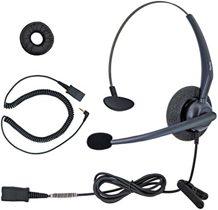 DailyHeadset 2.5 mm Mono Noise Cancelling Headset Over Ear Headphones For Corded Cordless VoIP IP Office Landline Home Telephone