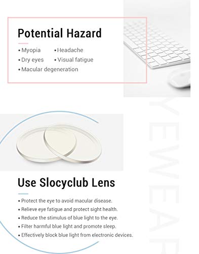 Slocyclub Blue Light Blocking Glasses Vintage Nerd Square Keyhole Design Eyeglasses Frame for Women Men - Thumbnail 3