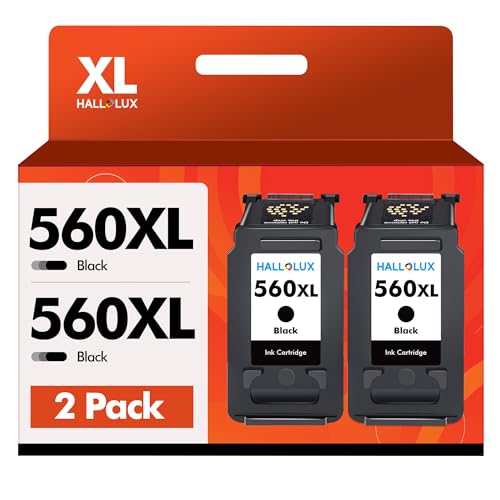 HALLOLUX 560 XL Black Printer Cartridges Compatible with Canon 560 561 Black Cartridges for Canon Pixma TS5350i Cartridges TS7450i TS5350 TS5350a TS7451i TS5351 TS5351i TS5351a TS7450 TS7451 (Pack of 2)