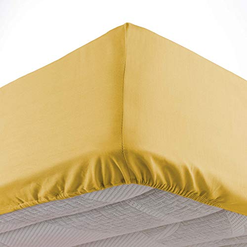 Douceur dIntérieur Spannbettlaken fuer Doppelbett, Mikrofaser, 140 x 190 cm, Oscar-Honig, 100% Polyester