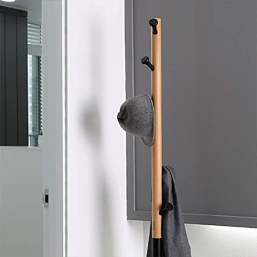 Struggle 6 Hooks Solid Wooden Coat Rack Coat Tree Hat Hanger with Round Base,Black