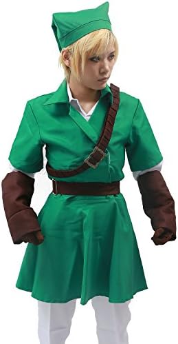 Link Costume Green Hat White Deluxe Cosplay Outfit Custom Made
