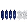 4-Boat-Fenders-85-x-27-Vinyl-Ribbed-Bumper-Dock-Shield-Protection-Blue-Includes-4-7-Long-Fender-Lines-Pump-to-Inflate
