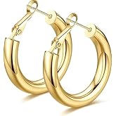 Women's14K Gold-Plated Medium Hoop Earrings – Sleek and Stylish (30mm)