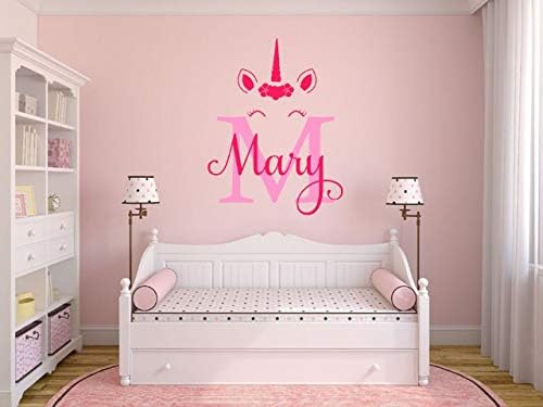 PERSONALISED Unicorn Name, Modern Wall Sticker, Decal Transfer, PVC StickerSize=Medium 55cm (h) x 42cm (w) | Colour=Bubblegum Pink