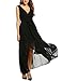 Beyove Sexy Deep V-Neck Chiffon Full-Skirted Maxi Dress With Belt (Black/M)
