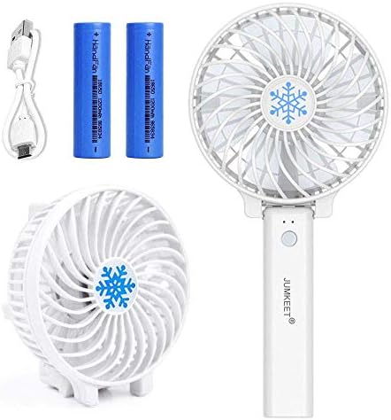 JUMKEET Mini Handheld Fan, Personal Portable Desk Stroller Table Fan with USB Rechargeable Battery Operated Cooling Folding Electric Fan for Office Room Outdoor Household Traveling Pin (White)