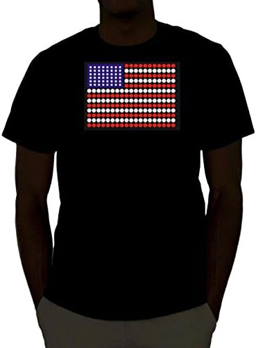 FLASHWEAR Sound Activated LED Light up Shirt - Over 30+ Designs (Small, USA Flag)