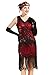 BABEYOND Women's Flapper Dresses 1920s V Neck Beaded Fringed Great Gatsby Dress (Red, XL (Fits 31.5