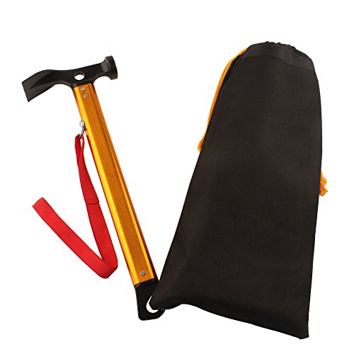 Yoport Aluminum Tent Hammer with Tent Stake Remover, Lightweight & Portable for Outdoor Camping Hammer Tent Nail Hammer or Stake Puller(Gold)