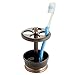 mDesign Metal Bath Accessory Set, Soap Dispenser, Toothbrush Holder, Tumbler - 3 Pieces, Two-Tone Bronze