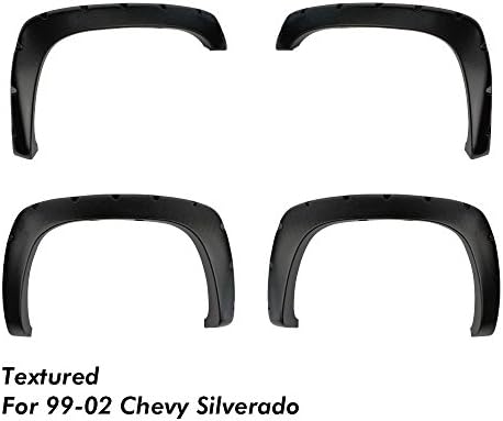 DOTI CAMP Chevy Silverado Fender Flares 99-02 1500 01-02 HD 99-06 GMC Sierra 15/25/3500 01-06 HD Pickup Textured ABS Bolt On