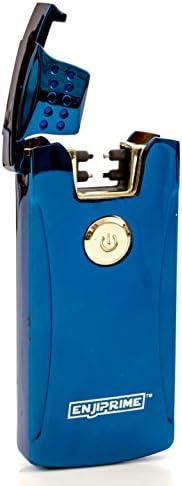 Best USB Blue Electric Rechargeable Arc Lighter, Enji Prime, spark At The Push Of a Button, Flameless, Windproof, Eco Friendly &amp; Energy Saving