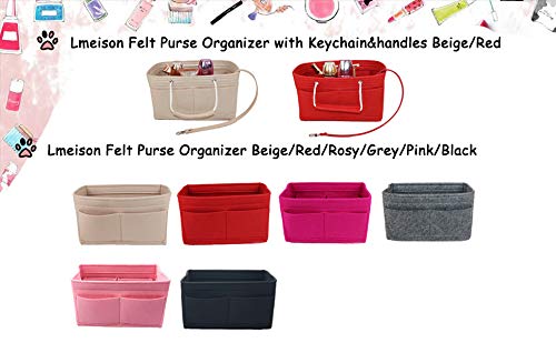 Felt Insert Bag Organizer Bag in Bag for Handbag Purse Organizer - Lmieson Multi Pocket Insert In Bag fit with Tote & Handbag, Speedy 35 and Neverfull MM, Red (Large) - Thumbnail 6