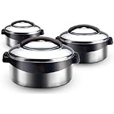 Milton Regent Hot Pot 3 piece Insulated Casserole Gift Set Keep Warm/Cold Upto 4-6 Hours, Stainless Steel