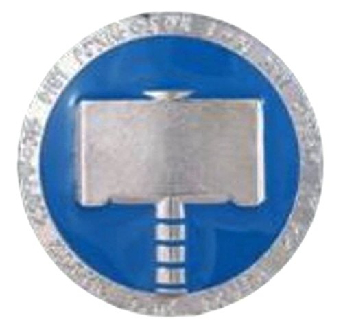 Thor Hammer Logo 1 1/2" Diameter Metal Enamel Costume Pin