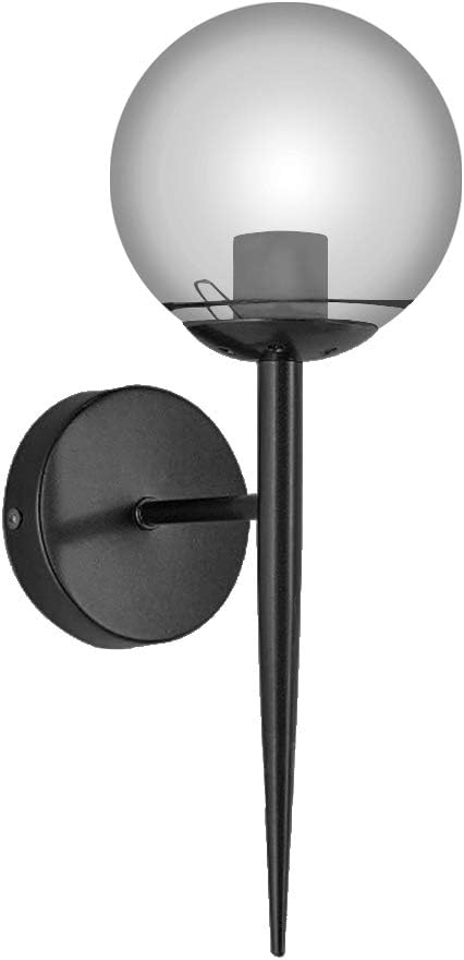 Modern Wall Lamp Bedside Lamp, Circular Clear Glass Wall Light E27 Reading Candlestick Lampshade Crystal for Bedroom Hotel Living Room Cafe Bar (Black)