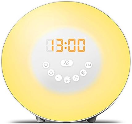 Wake-Up Light,Kybeco Sunrise Simulation Alarm Clock with Sleep Soother Sunset,Snooze,FM Radio,Touch Control Atmosphere Lamp,Nature Sounds LED Night Lights Bedside Lamp