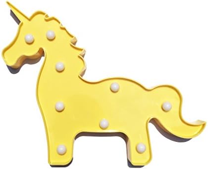 SYROVIA Tropical Fiesta Christmas plastic Wall Light LED Baby Night Light Romantic Warm Light Desk Lamp 2AA battery operated Wall Decor(Yellow Unicorn)