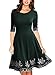 Miusol Women's Vintage Scoop Neck Embroidered Half Sleeve Casual Swing Dress