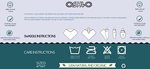 image for OSHLO Premium Organic Soft Muslin Baby Swaddle Blanket Extra Large 47x