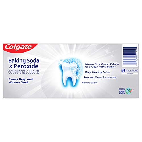 COLGATE BAKING SODA & PEROXIDE TOOTHPASTE – WHITENS TEETH, FIGHTS CAVITIES & REMOVES STAINS, BRISK MINT, 6 OUNCE (PACK OF 2)