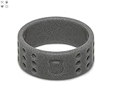 QALO Men's Smoke Grey Perforated Silicone Ring, Size 8