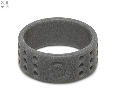QALO Men's Smoke Grey Perforated Silicone Ring, Size 8