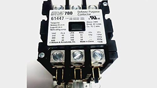MARS AIR SYSTEMS61447 CONTACTOR, 3-P, 40A, 208-240VAC Coil Box Lug TERMI